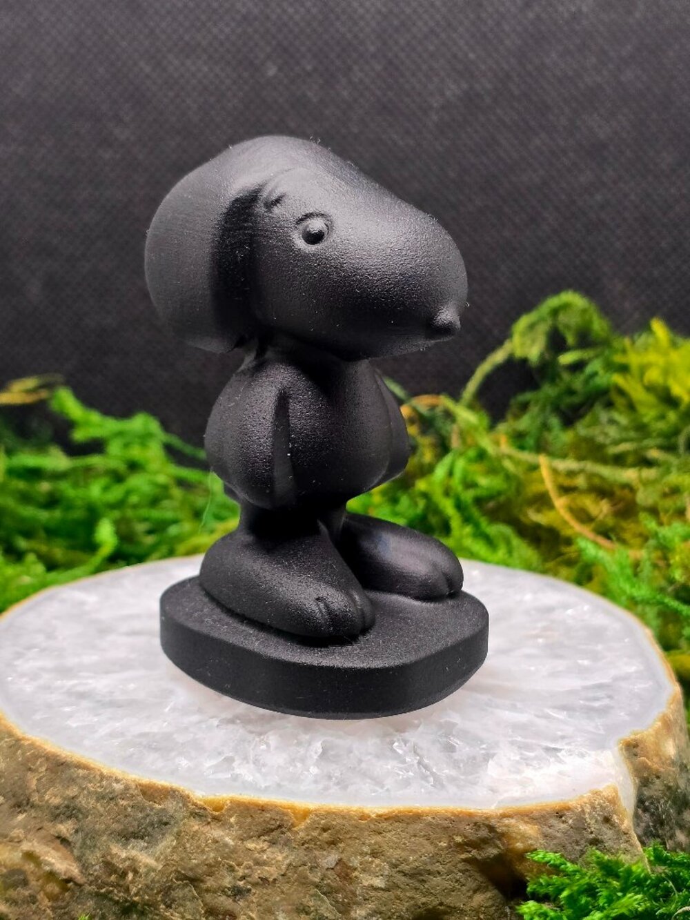 Black Obsidian Snoopy Dog Crystal Carving 2.5" Figurine Collectible